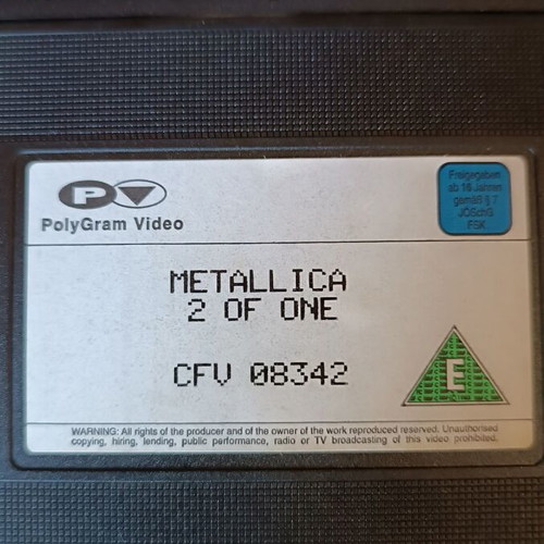 Metallica 2 of One The ONE Videos VHS used, collectible tape 1989