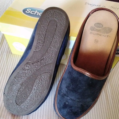 Scholl slippers new anatomical leather blue