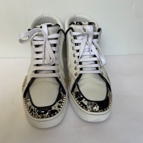 Christian Louboutin men's leather shoes used, sporty white, size 41