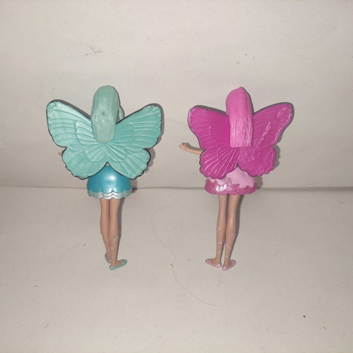 Barbie Mariposa Rayla and Pink Flutterfield Fairy Mini Dolls like new, 11 cm