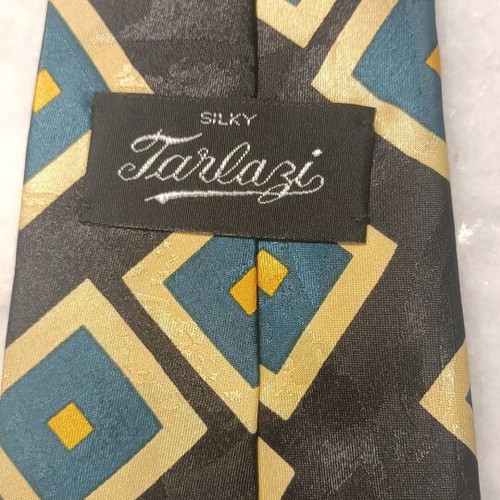 Tarlazi silk tie like new, blue with geometric shapes
