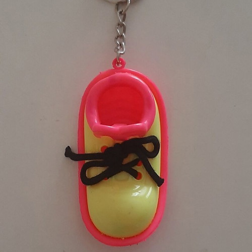 Vintage clown shoe keychain like new, pink and yellow