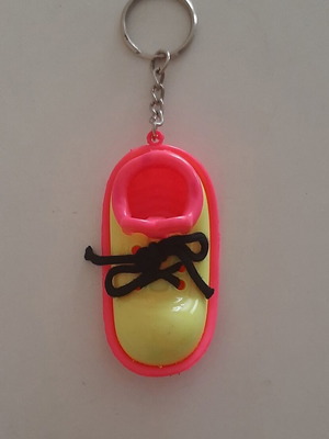 Vintage clown shoe keychain like new, pink and yellow