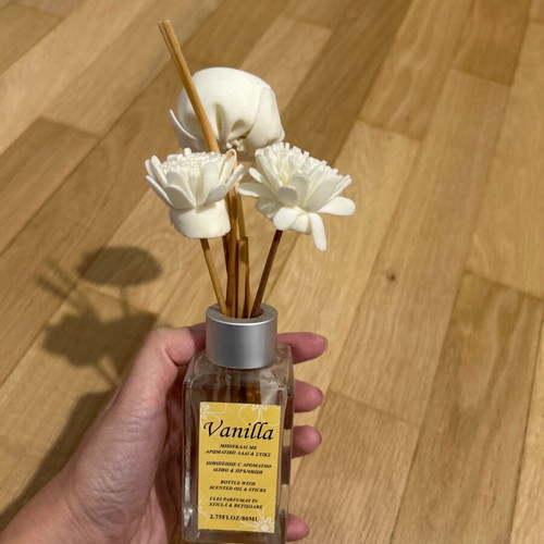 Jar with sticks for room fragrance used