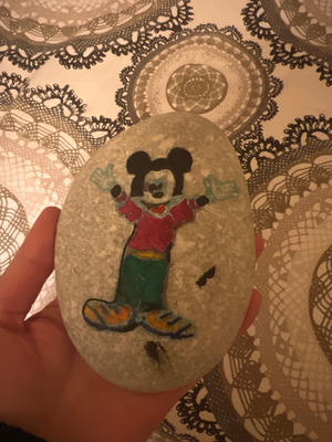 Painted Mickey Mouse stone used, decorative item