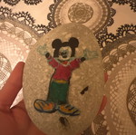 Painted Mickey Mouse stone used, decorative item