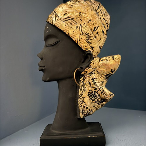 Decorative Woman Bust in Black and Gold like new