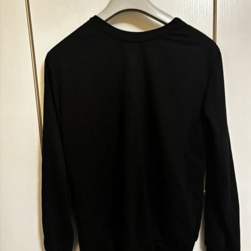 Black sweatshirt-style blouse with open back, like new, size large