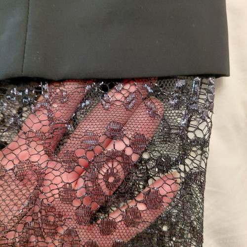 Anna Riska Glamour tailored black dress with lurex lace trim size L like new