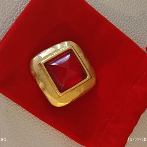 Lancome Paris vintage brooch or pendant like new, red and gold plated