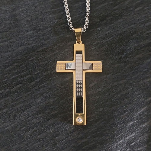 Men's cross new, stainless steel, gold and silver colors