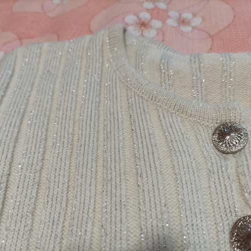 Wool boho vest like new, ecru with merino buttons