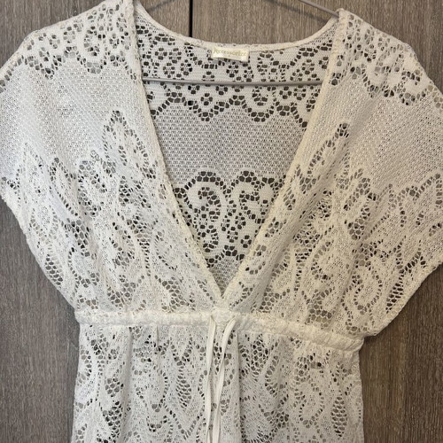 Mini white women's dress with waist cord like new