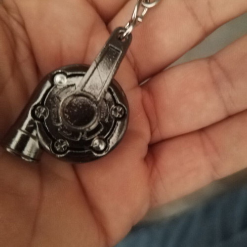 Turbo car keychain new, gray and silver