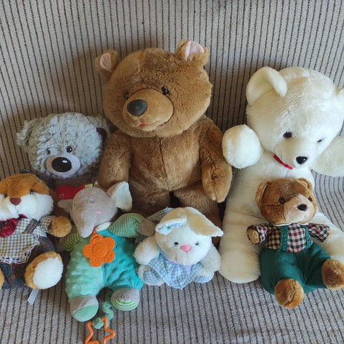 Plush toys teddy bears, musical elephant