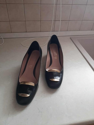 Vera Pelle pumps like new, size 39, 6cm heel, black-gold