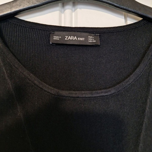 Zara midi dress black like new with ribbed fabric