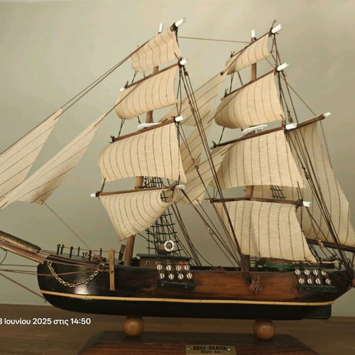 Wooden ship handmade Bric Barca siglo xix new