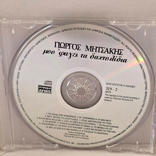 Giorgos Mitsakis Mou 'Fages Ta Dahtylidia CD used, laiko