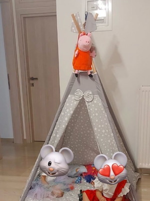 Children's play tent new with cotton fabric and wooden frame