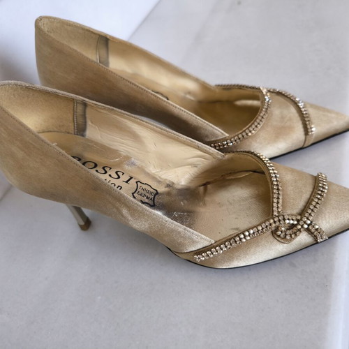 Rossi heels with genuine Swarovski stones, new, gold color, size 37