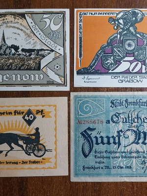 Notgeld σαν καινούργιο, συλλογή 1918-1922 με ιστορικά σχέδια