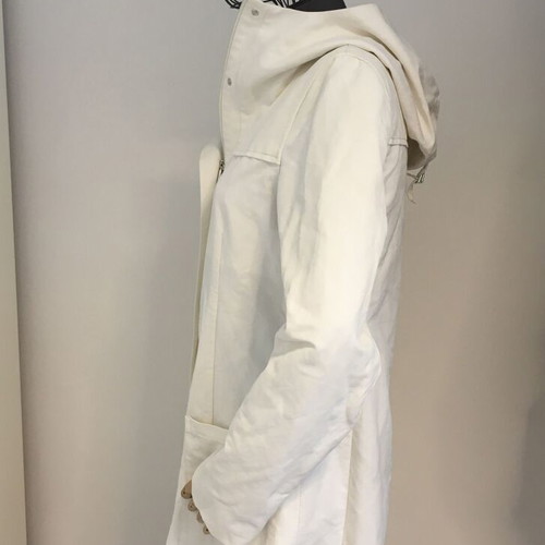 S Max Mara white cotton zip-up hooded coat IT44