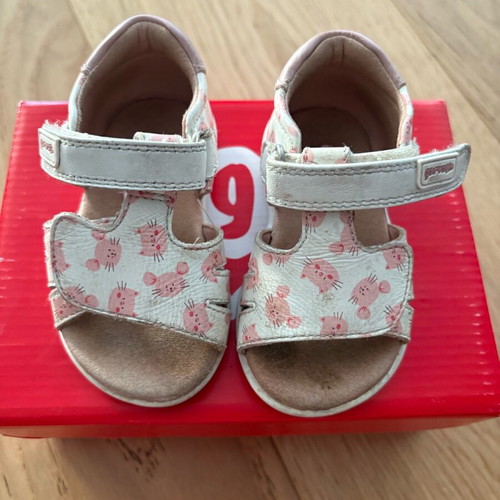 Garvalin sandals used, leather, size 18, white and pink