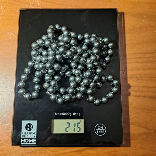 Long necklace with tourmaline beads like new, gray