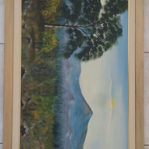 Signed painting used with embossed texture 104x53cm