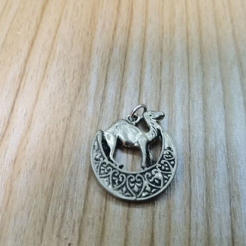 Vintage pendant 'Camel on crescent' silver-tone