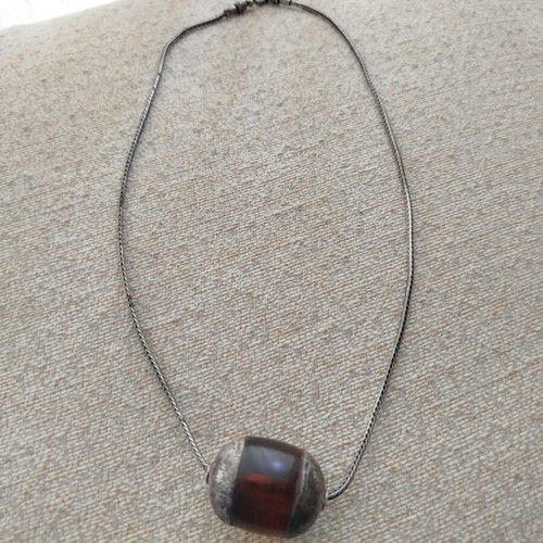 Vintage 925 Silver Necklace with Natural Amber, Like New