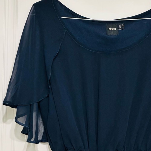 ASOS dress blue with chiffon cape like new, size L