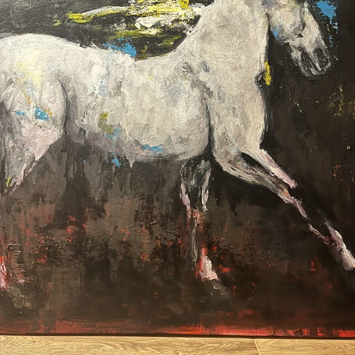 Horse painting 90cm x 120cm new, oil and acrylic colors