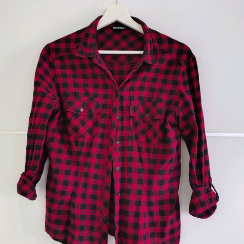 Women's checked shirt burgundy and black used, Terranova