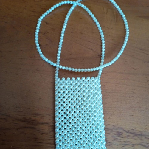 Pearl shoulder bag for mobile phone, handmade, new