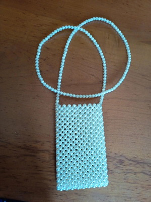 Pearl shoulder bag for mobile phone, handmade, new