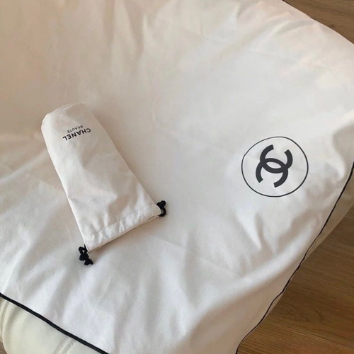 Chanel large microfiber towel, ecru, with box and storage pouch