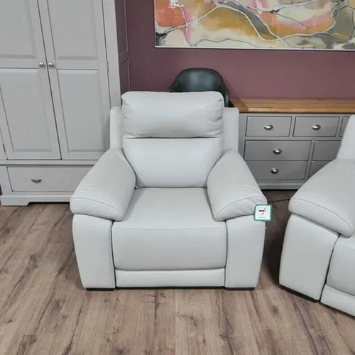Italian gray leather sofa set Moreno three-seater and two armchairs new