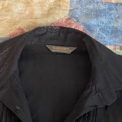 Sarah Lawrence Black Fitted Striped Shirt New, Long Sleeve