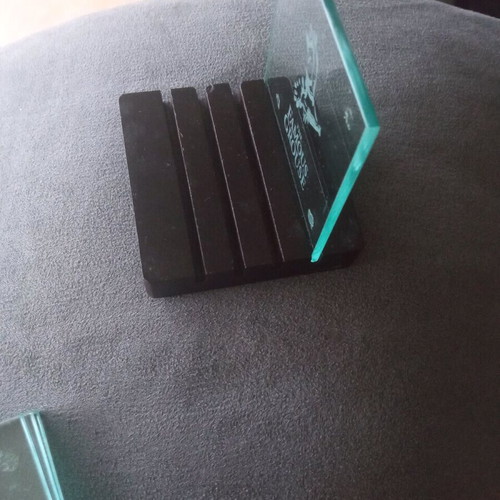 Famous Grouse glass coasters with wooden base, new