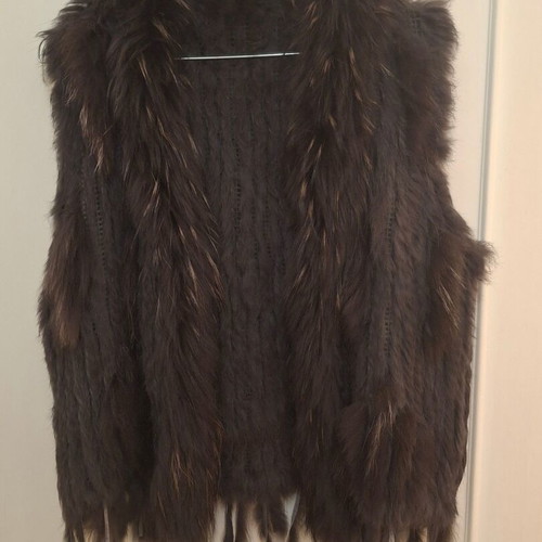 Fur vest brown new small medium made of natural fur