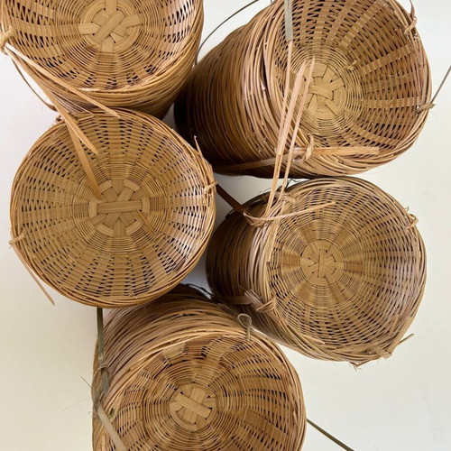 Set of 100 round wicker baskets, 12 cm