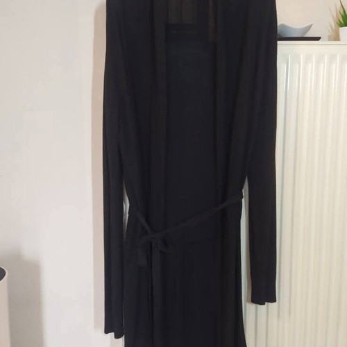 Black cardigan one size like new with belt and soft texture