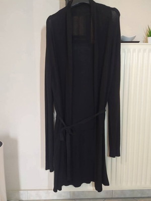 Black cardigan one size like new with belt and soft texture
