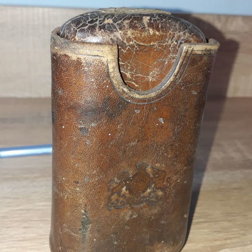 Leather cigar case used, vintage