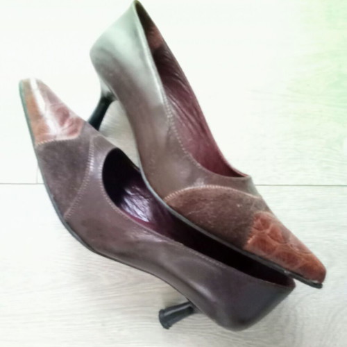 Leather pumps like new, brown, size 37, 6 cm heel