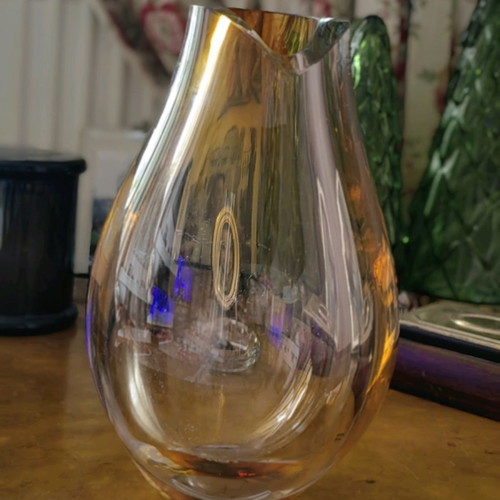 Kosta Boda vase used, crystal, signed by Goran Warff