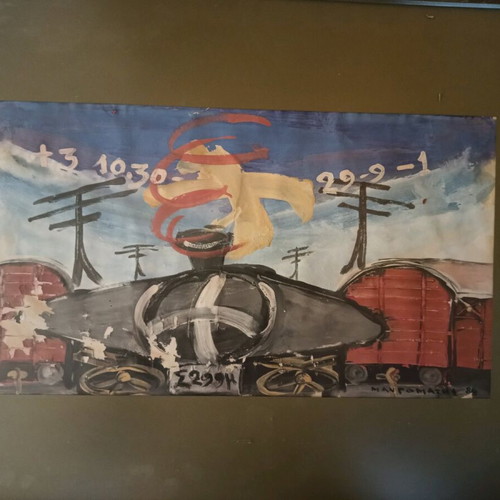 Tempera 1984 by Stelios Mavromatis, new, framed artwork