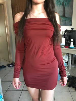Shein Haute Bodycon Mini Dress Off Shoulder Burgundy Wine Like New